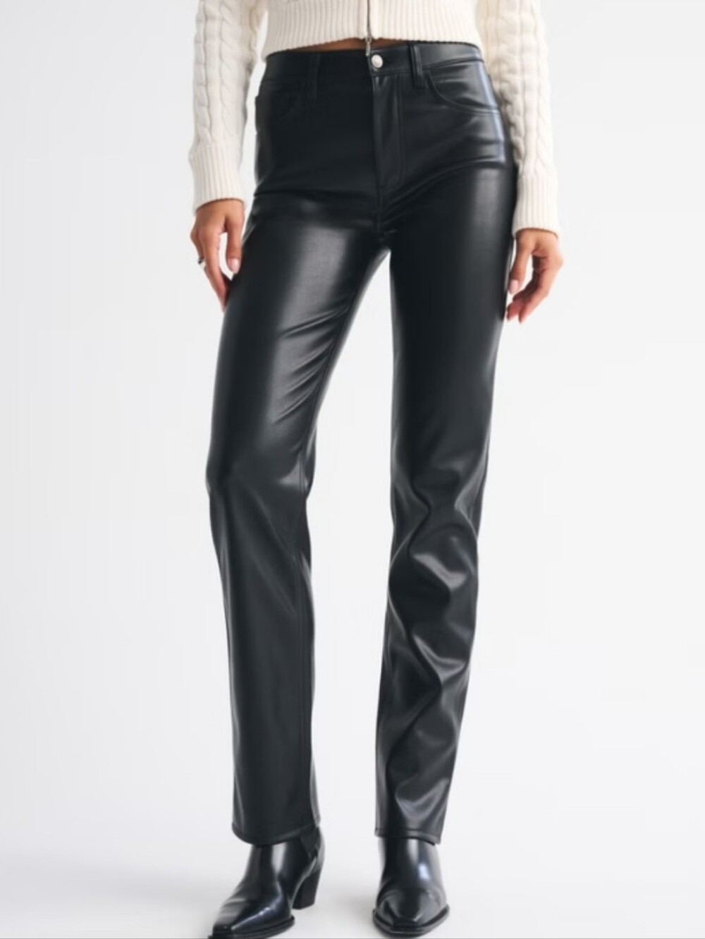 Abercrombie & Fitch Black Vegan Leather 90's Straight-Leg Pants Size 2